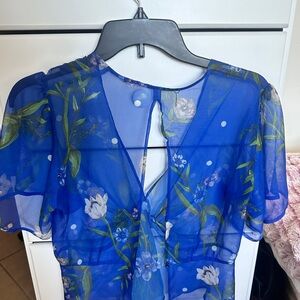 Floral Blue Sheer Women's Top